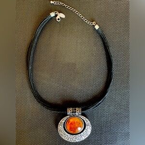 Lia Sophia necklace, 16”, black multi cord with 3 inch extension